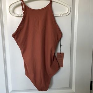 NWT GFC Copper Marlow High Neck Bodysuit, L